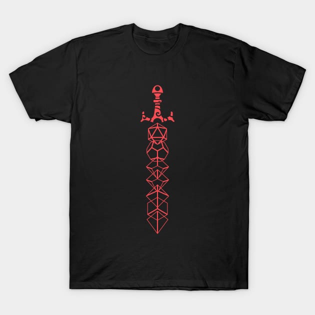 The Polyhedral Dice Collector's Red Sword T-Shirt by dungeonarmory